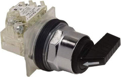 Schneider Electric - 1.18 Inch Mount Hole, 3 Position, Knob and Pushbutton Operated, Selector Switch - Black, Momentary (MO), NO/NC, Weatherproof and Dust and Oil Resistant - Americas Industrial Supply