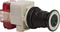 Schneider Electric - 30mm Mount Hole, Extended Straight, Pushbutton Switch with Contact Block - Green Pushbutton, Maintained (MA), Momentary (MO) - Americas Industrial Supply