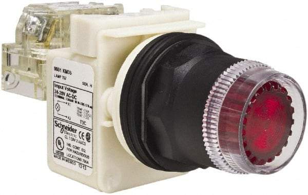 Schneider Electric - 30mm Mount Hole, Extended Straight, Pushbutton Switch with Contact Block - Red Pushbutton, Momentary (MO) - Americas Industrial Supply