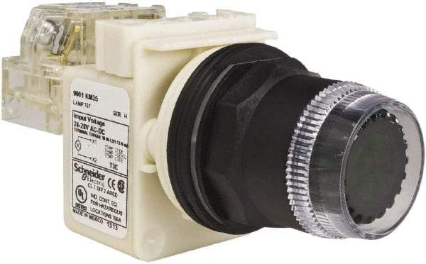 Schneider Electric - 30mm Mount Hole, Extended Straight, Pushbutton Switch with Contact Block - Green Pushbutton, Momentary (MO) - Americas Industrial Supply