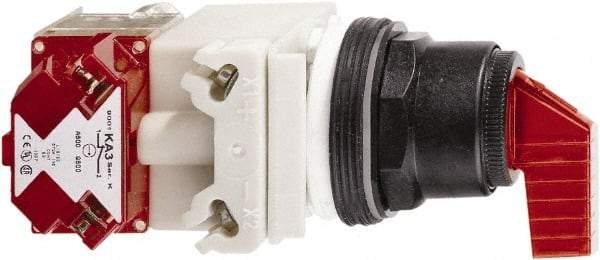 Schneider Electric - 30mm Mount Hole, 2 Position, Knob Operated, Selector Switch Only - Red, Maintained (MA), Nonilluminated, without Contact Blocks, Shock and Vibration Resistant - Americas Industrial Supply