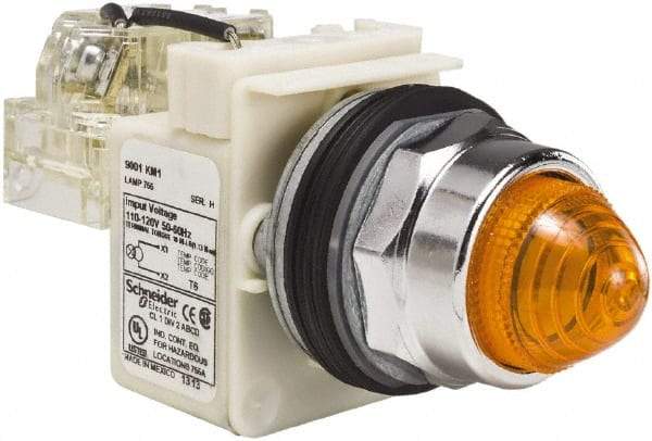 Schneider Electric - 120 VAC Amber Lens Indicating Light - Screw Clamp Connector - Americas Industrial Supply