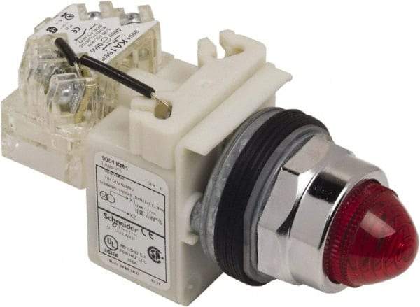 Schneider Electric - 120 VAC Red Lens Indicating Light - Screw Clamp Connector - Americas Industrial Supply