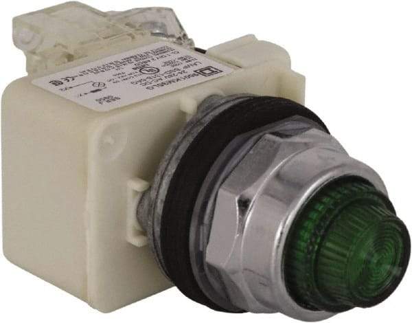 Schneider Electric - 24 V Green Lens LED Press-to-Test Indicating Light - Octagonal Lens, Screw Clamp Connector - Americas Industrial Supply