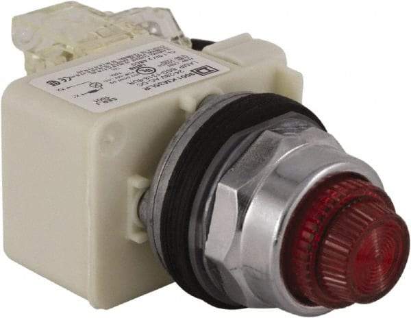 Schneider Electric - 24 V Red Lens LED Press-to-Test Indicating Light - Octagonal Lens, Screw Clamp Connector - Americas Industrial Supply