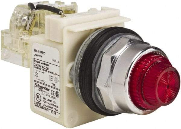 Schneider Electric - 24-28 VAC/VDC Red Lens Indicating Light - Screw Clamp Connector - Americas Industrial Supply