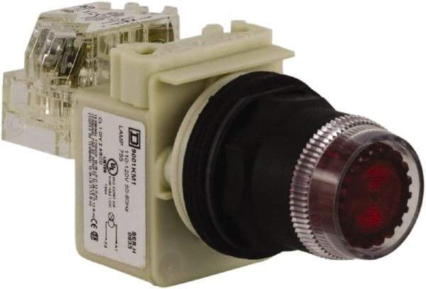 Schneider Electric - 30mm Mount Hole, Extended Straight, Pushbutton Switch with Contact Block - Red Pushbutton, Momentary (MO) - Americas Industrial Supply