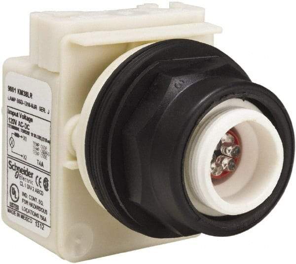 Square D - Extended Straight Pushbutton Switch Operator - Red, Round Button, LED Lamp, Illuminated - Americas Industrial Supply