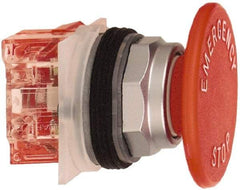 Schneider Electric - 30mm Mount Hole, Extended Straight, Pushbutton Switch with Contact Block - Red Pushbutton, Momentary (MO) - Americas Industrial Supply
