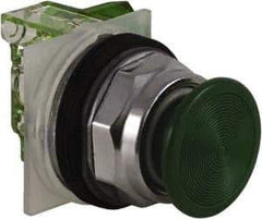Schneider Electric - 30mm Mount Hole, Extended Straight, Pushbutton Switch with Contact Block - Green Pushbutton, Momentary (MO) - Americas Industrial Supply