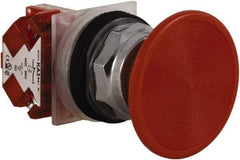 Schneider Electric - 30mm Mount Hole, Extended Straight, Pushbutton Switch with Contact Block - Red Pushbutton, Momentary (MO) - Americas Industrial Supply