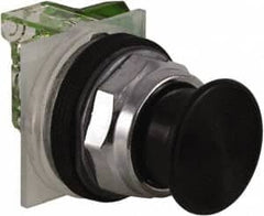 Schneider Electric - 30mm Mount Hole, Extended Straight, Pushbutton Switch with Contact Block - Black Pushbutton, Momentary (MO) - Americas Industrial Supply