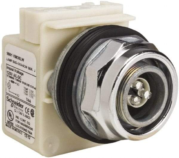 Schneider Electric - 120 V LED Pilot Light - Round Lens, Screw Clamp Connector - Americas Industrial Supply