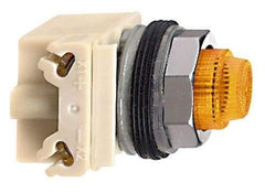 Schneider Electric - 120 V Amber Lens LED Pilot Light - Round Lens, Screw Clamp Connector - Americas Industrial Supply