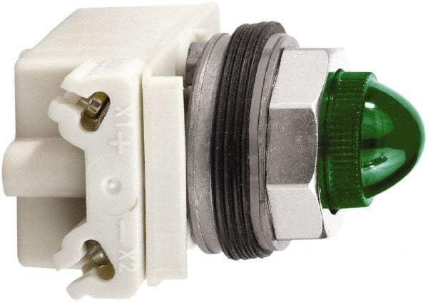 Schneider Electric - 120 V Green Lens Incandescent Pilot Light - Round Lens, Screw Clamp Connector - Americas Industrial Supply