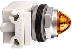 Schneider Electric - 120 V Amber Lens LED Pilot Light - Round Lens, Screw Clamp Connector - Americas Industrial Supply