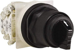 Schneider Electric - 1.18 Inch Mount Hole, 3 Position, Knob and Pushbutton Operated, Selector Switch - Black, Maintained (MA), Anticorrosive, Weatherproof, Dust and Oil Resistant - Americas Industrial Supply