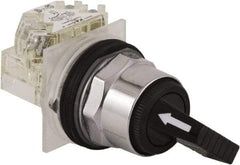 Schneider Electric - 1.18 Inch Mount Hole, 2 Position, Knob and Pushbutton Operated, Selector Switch - Black, Maintained (MA), NO/NC, Weatherproof and Dust and Oil Resistant - Americas Industrial Supply