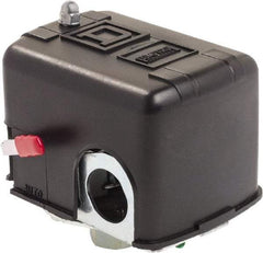 Square D - 1 NEMA Rated, DPST, 70 to 150 psig, Air Compressor Pressure and Level Switch - Fixed Pressure, 575 VAC, 1/4 Inch NPSF Connector, Screw Terminal, For Use with Electrically Driven Air Compressors - Americas Industrial Supply