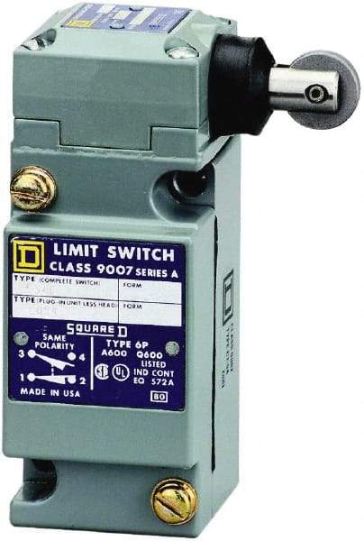 Square D - DPDT, 2NC/2NO, 600 Volt Screw Terminal, Roller Plunger Actuator, General Purpose Limit Switch - 1, 2, 4, 6, 12, 13, 6P NEMA Rating, IP67 IPR Rating - Americas Industrial Supply