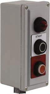 Square D - 3 Operator, Pushbutton Control Station - Start-Stop (Legend), Momentary Switch, NO/2NC Contact, NEMA 1, 13, 3, 4 - Americas Industrial Supply