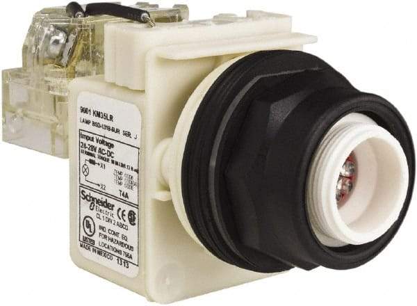 Schneider Electric - 28 V Red Lens LED Pilot Light - Round Lens, Screw Clamp Connector, 54mm OAL x 42mm Wide, Vibration Resistant - Americas Industrial Supply