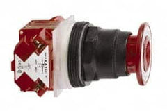 Schneider Electric - 30mm Mount Hole, Extended Straight, Pushbutton Switch with Contact Block - Red Pushbutton, Maintained (MA) - Americas Industrial Supply