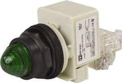 Schneider Electric - 110 VAC at 50/60 Hz via Transformer, 120 VAC at 50/60 Hz via Transformer Green Lens Press-to-Test Indicating Light - Round Lens, Screw Clamp Connector, Corrosion Resistant, Dust Resistant, Oil Resistant - Americas Industrial Supply