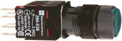 Schneider Electric - 16mm Mount Hole, Flush, Pushbutton Switch with Contact Block - Round, Green Pushbutton, Illuminated, Momentary (MO) - Americas Industrial Supply