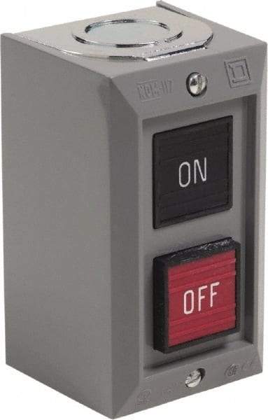 Schneider Electric - 2 Operator, Projecting Pushbutton Control Station - Off, On (Legend), Maintained Switch, 2NO Contact, NEMA 1 - Americas Industrial Supply