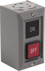 Schneider Electric - 2 Operator, Projecting Pushbutton Control Station - Off, On (Legend), Maintained Switch, 2NO Contact, NEMA 1 - Americas Industrial Supply