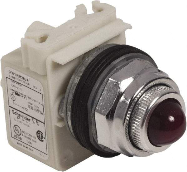 Schneider Electric - 120 V Red Lens LED Pilot Light - Round Lens, Screw Clamp Connector - Americas Industrial Supply