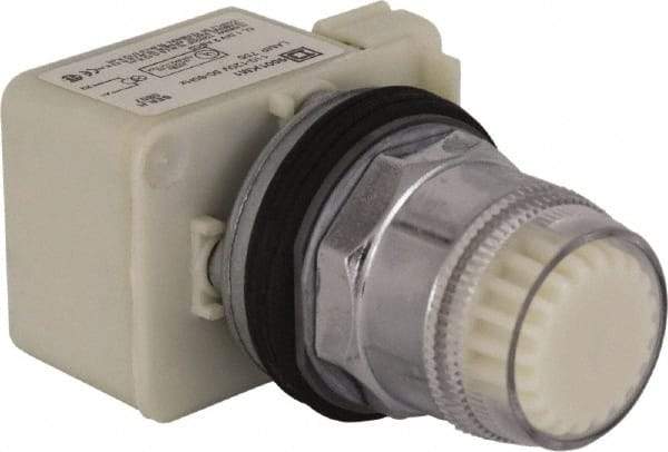 Schneider Electric - 1.18 Inch Mount Hole, Extended Straight, Pushbutton Switch Only - Round, White Pushbutton, Illuminated, Momentary (MO), Weatherproof, Dust and Oil Resistant - Americas Industrial Supply