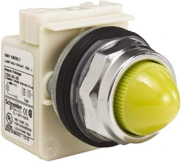 Schneider Electric - 120 V Yellow Lens LED Indicating Light - Screw Clamp Connector - Americas Industrial Supply