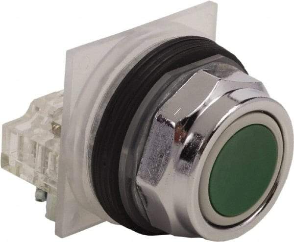 Schneider Electric - 30mm Mount Hole, Flush, Pushbutton Switch Only - Round, Green Pushbutton, Nonilluminated, Momentary (MO) - Americas Industrial Supply