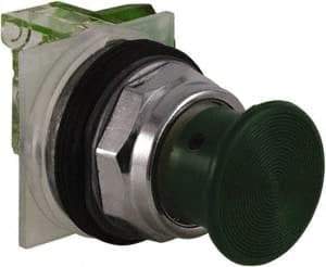 Schneider Electric - 30mm Mount Hole, Extended Straight, Pushbutton Switch with Contact Block - Green Pushbutton, Momentary (MO) - Americas Industrial Supply