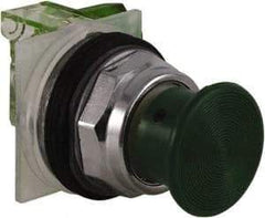 Schneider Electric - 30mm Mount Hole, Extended Straight, Pushbutton Switch with Contact Block - Green Pushbutton, Momentary (MO) - Americas Industrial Supply