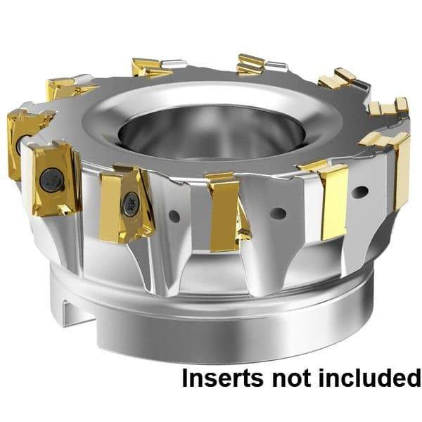 Kennametal - 9 Inserts, 3" Cut Diam, 1" Arbor Diam, 15.5mm Max Depth of Cut, Indexable Square-Shoulder Face Mill - 0° Lead Angle, 1-3/4" High, LNGU15T608SRGE Insert Compatibility, Through Coolant, Series MILL 4-15 - Americas Industrial Supply