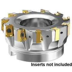 Kennametal - 9 Inserts, 3" Cut Diam, 1" Arbor Diam, 15.5mm Max Depth of Cut, Indexable Square-Shoulder Face Mill - 0° Lead Angle, 1-3/4" High, LNGU15T608SRGE Insert Compatibility, Through Coolant, Series MILL 4-15 - Americas Industrial Supply