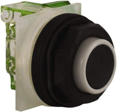 Schneider Electric - 30mm Mount Hole, Extended Straight, Pushbutton Switch with Contact Block - Black Pushbutton, Momentary (MO) - Americas Industrial Supply