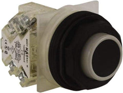 Schneider Electric - 30mm Mount Hole, Extended Straight, Pushbutton Switch with Contact Block - Black Pushbutton, Momentary (MO) - Americas Industrial Supply