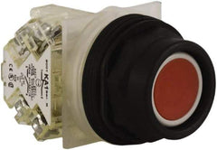 Schneider Electric - 30mm Mount Hole, Extended Straight, Pushbutton Switch with Contact Block - Red Pushbutton, Momentary (MO) - Americas Industrial Supply