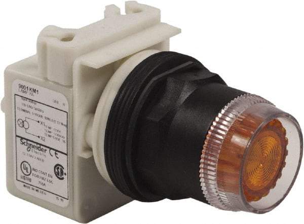 Schneider Electric - 30mm Mount Hole, Extended Straight, Pushbutton Switch Only - Amber Pushbutton, Momentary (MO) - Americas Industrial Supply