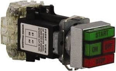 Schneider Electric - Extended Straight Pushbutton Switch Operator - Green, Red, Rectangle Button, Incandescent Lamp, Illuminated - Americas Industrial Supply