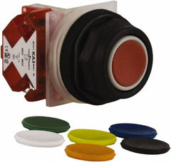 Schneider Electric - 30mm Mount Hole, Extended Straight, Pushbutton Switch with Contact Block - Multicolored Pushbutton, Momentary (MO) - Americas Industrial Supply