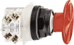 Schneider Electric - 30mm Mount Hole, Extended Mushroom Head, Pushbutton Switch with Contact Block - Round, Red Pushbutton, Momentary (MO) - Americas Industrial Supply