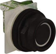 Schneider Electric - 30mm Mount Hole, Extended Straight, Pushbutton Switch with Contact Block - Black Pushbutton, Momentary (MO) - Americas Industrial Supply