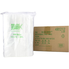 12″ × 12″ 4-MIL Clear Reloc Zippit Zipper Bags , Sold per Case of 500 (5 boxes of 100 per case)