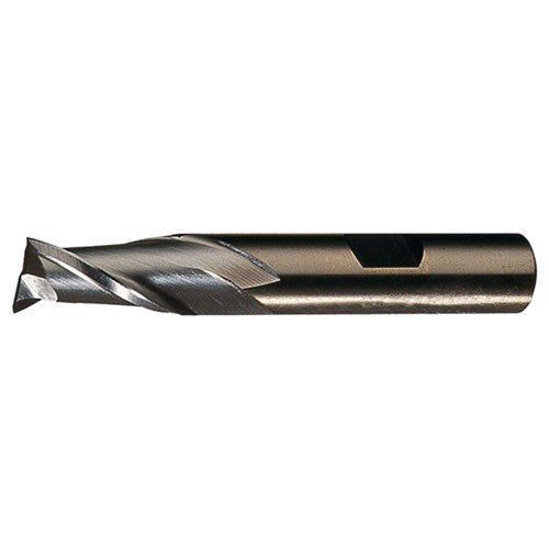 ‎27/64″ × 3/8″ × 13/16″ × 2-11/16″ RHS / RHC HSS-CO 8% (M42) Cobalt Single-End 2-Flute Center Cutting Finishing End Mill - Bright - Exact Industrial Supply