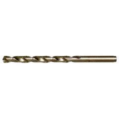 21/64 RHS / RHC HSS-CO 8% (M42) 135 Degree Split Point Cobalt Heavy Duty Jobber Length Drill - Straw / Gold Oxide - Exact Industrial Supply